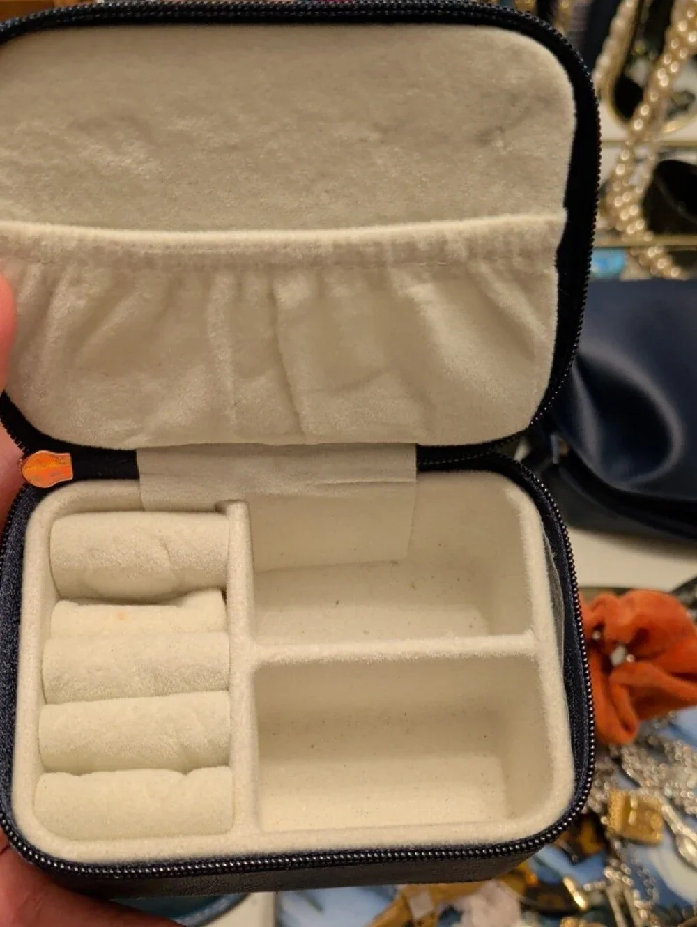 Monogram Navy Zip Travel ewelry Case